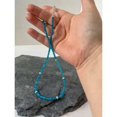 Neon apatite sterling silver necklace