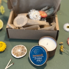 Lemongrass at Sunrise natural wax candle gift box with dried flowers