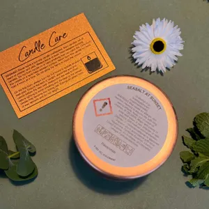 Seasalt at sunset clp label and candle care card