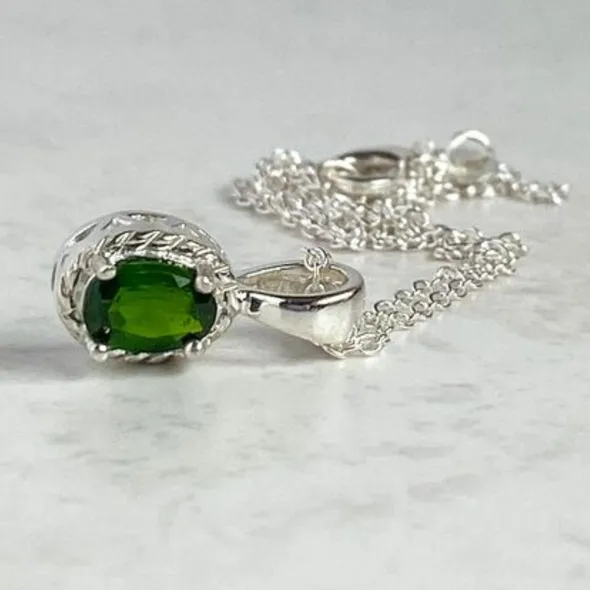 handmade silver chrome diopside necklace, aml jewellery designs, Scotland