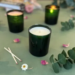 Eucalyptus Breeze Essential Oil Blend Emerald Glass Candle