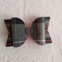 Red & Grey Tartan Bow