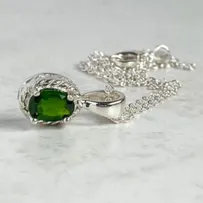 handmade silver chrome diopside necklace, aml jewellery designs, Scotland