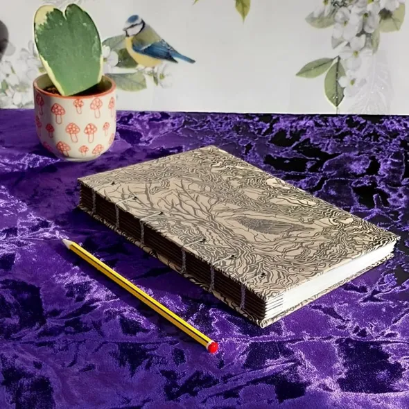 side view of notebook showing spine
