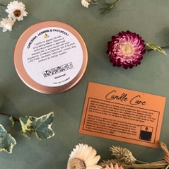 Gardenia jasmine and patchouli candle clp label