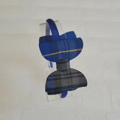 Blue and grey tartan headband