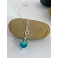 Baltic sapphire blue ombré amber pendant necklace
