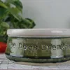Personalised pottery dog bowl, UK handmade, rustic style with embossed text