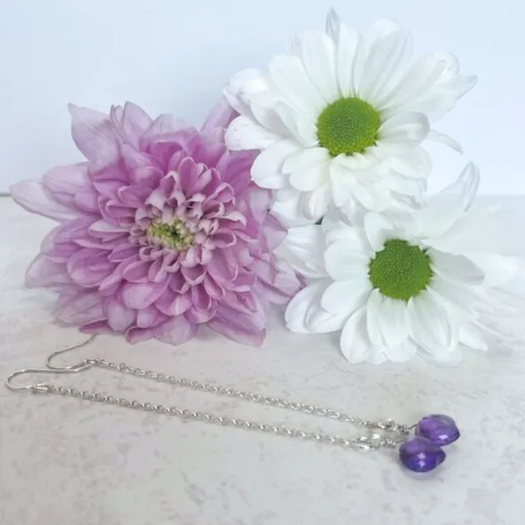 handmade long amethyst earrings