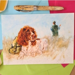 Fishing Greeting Card- Personalised Spaniel Art Card