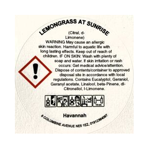 Lemongrass at Sunrise Candle CLP label