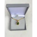 gold chrome diopside pendant necklace