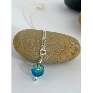 Baltic sapphire blue ombré amber pendant necklace