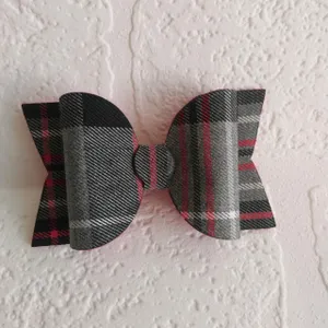 Red & Grey Tartan Bow