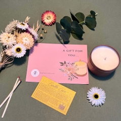 Tin Candle Dried Flowers Gift Card and Candle Care Card