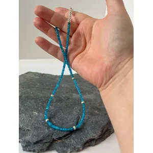 Neon apatite sterling silver necklace