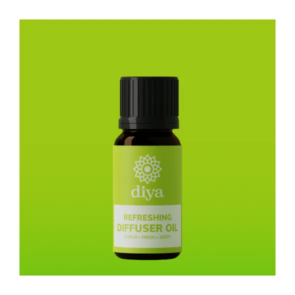 Refreshing diffuser oil (10ml) creating a clean, uplifting citrus aromatherapy atmosphere.