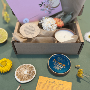 Lemongrass at Sunrise essential oil blend candle Gift Box with dried flowers